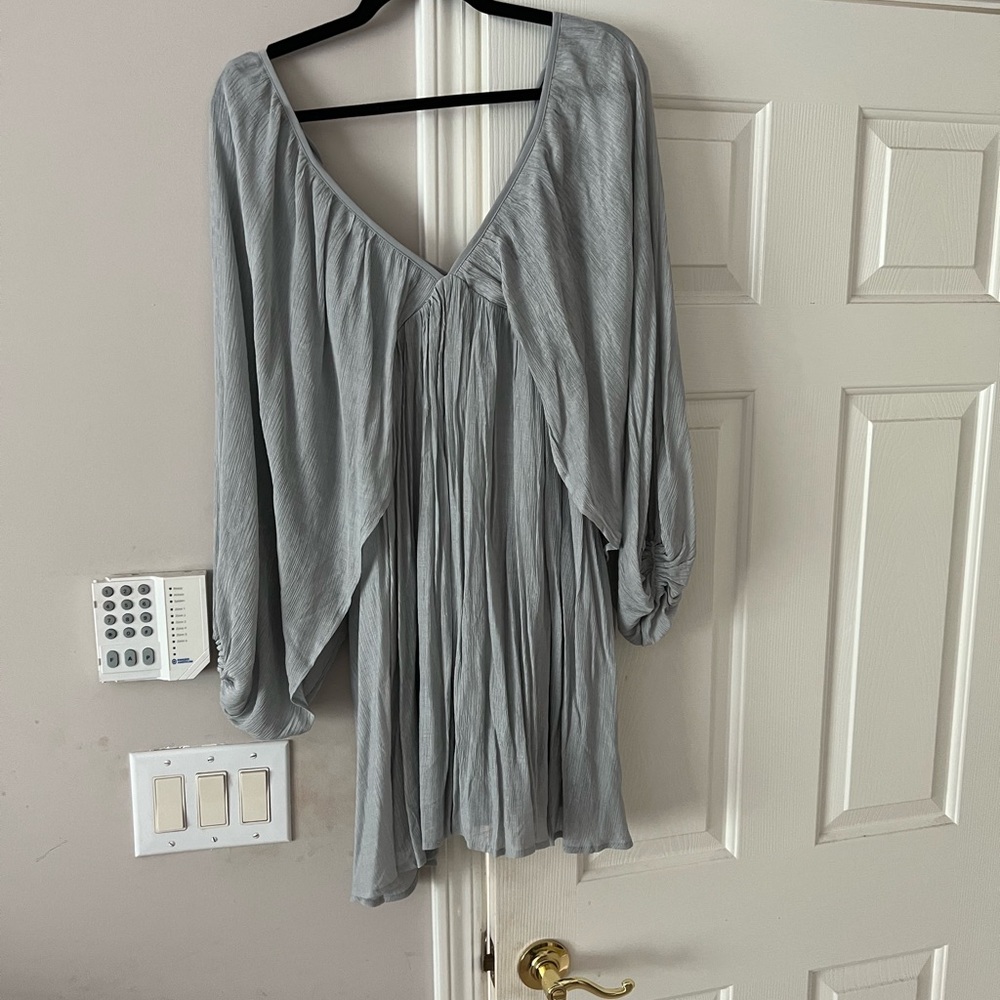 New summer light blue low cut v dress